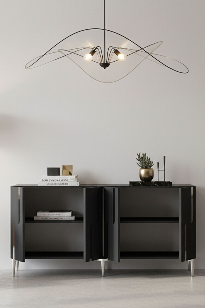 Consola, Hanah Home, Nota 150, 150x75x32 cm, Antracit / Argintiu — imaginea 3