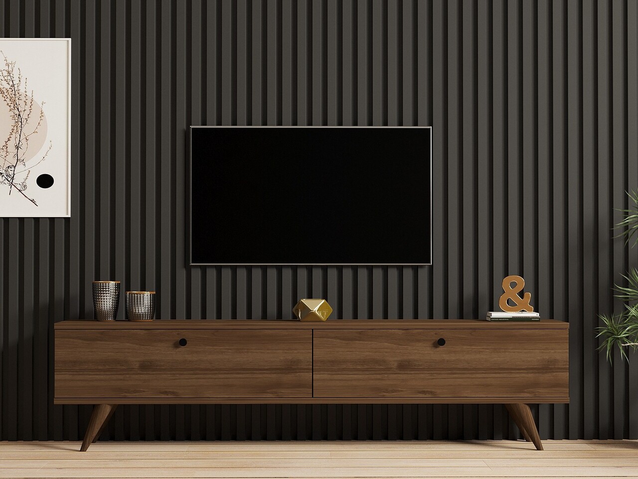 Comoda TV, Puqa Design, Paris, 160x40x25 cm, PAL, Maro - 2 | YEO