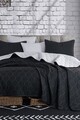 Set cuvertura de pat dubla 3 piese, Solid - Black, Grey, Eponj Home, 65% bumbac/35% poliester