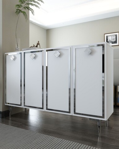 Consola, Hanah Home, 8159KM-1, 120x75x29.6 cm, PAL , Alb / Argintiu