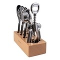 Set ustensile bucatarie, 5 piese, Zokura, zinc/lemn