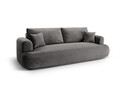 Canapea extensibila 3 locuri, Ella-120, Micadoni Home, 253x108x94 cm, catifea, gri