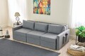 Canapea extensibila cu 3 locuri, Balcab Home, 825BLC4323, Cadru: 100% LEMN DE BRAD, Gri