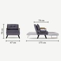Canapea extensibilă cu 1 loc, Futon, 859FTN2865, Metal , Maro deschis