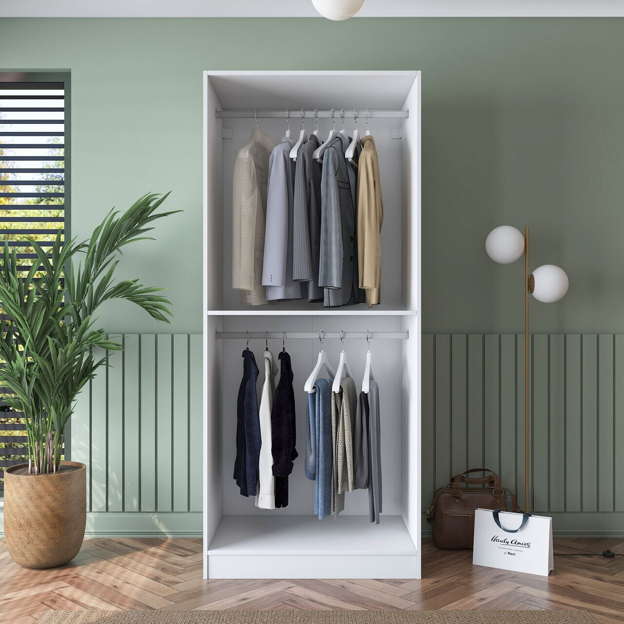 Dulap pentru haine, Hanah Home, BA187, 90x210x57.5 cm, PAL melaminat, Alb - view 6