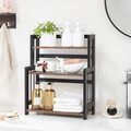 Raft de organizare blat bucatarie/birou, Songmics, 41x18x53 cm, MDF/rama din bambus, maro/negru