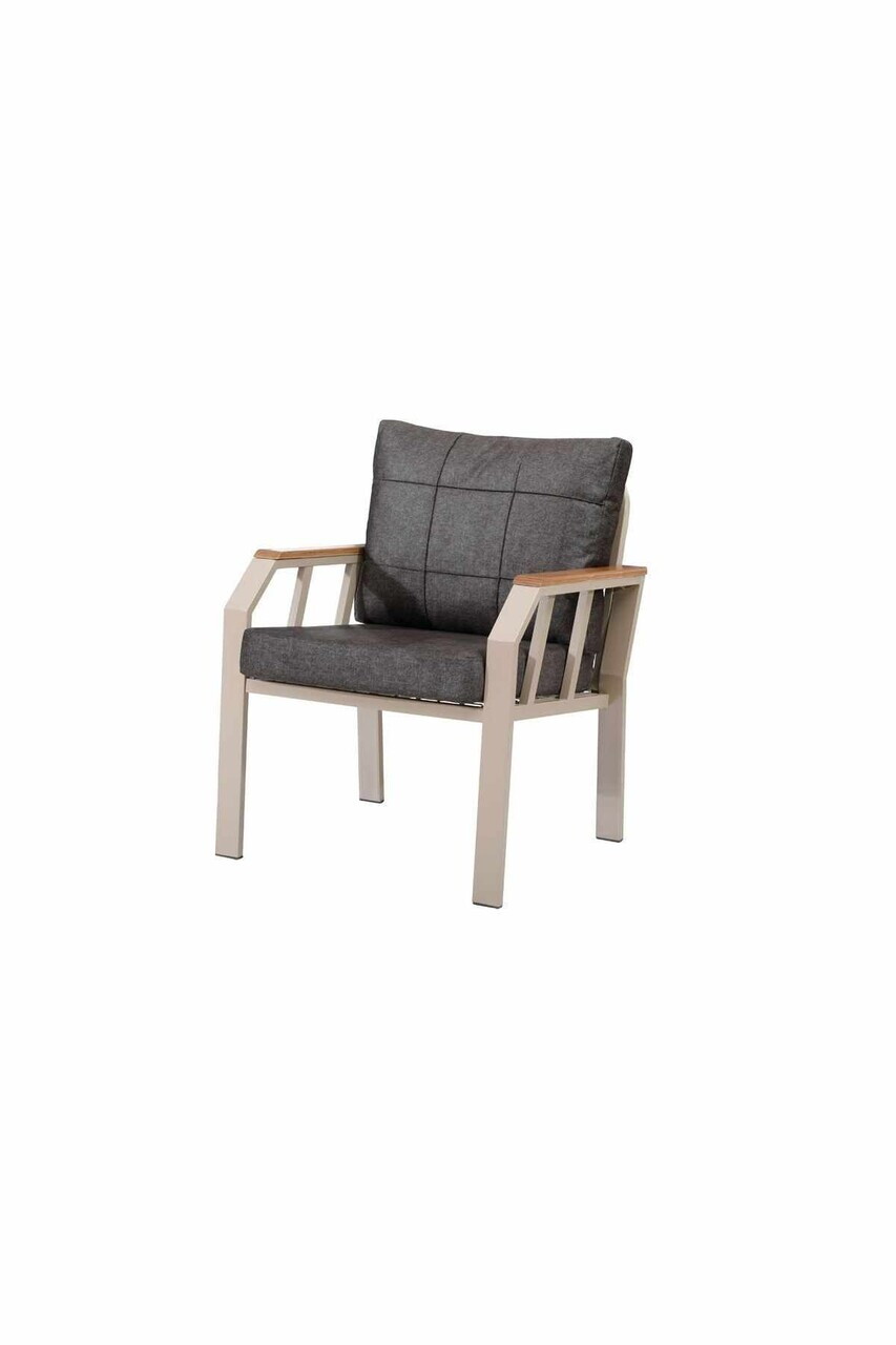 Set mobilier de gradina, Hanah Home, Nergiz 3+1+1, Metal, Maro - view 2