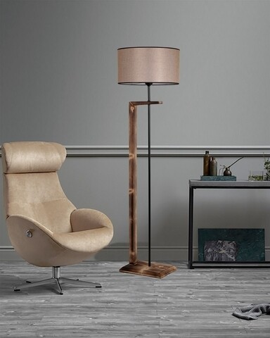 Lampadar, luin, 8277-3, e27, 60 w, metal/lemn/textil