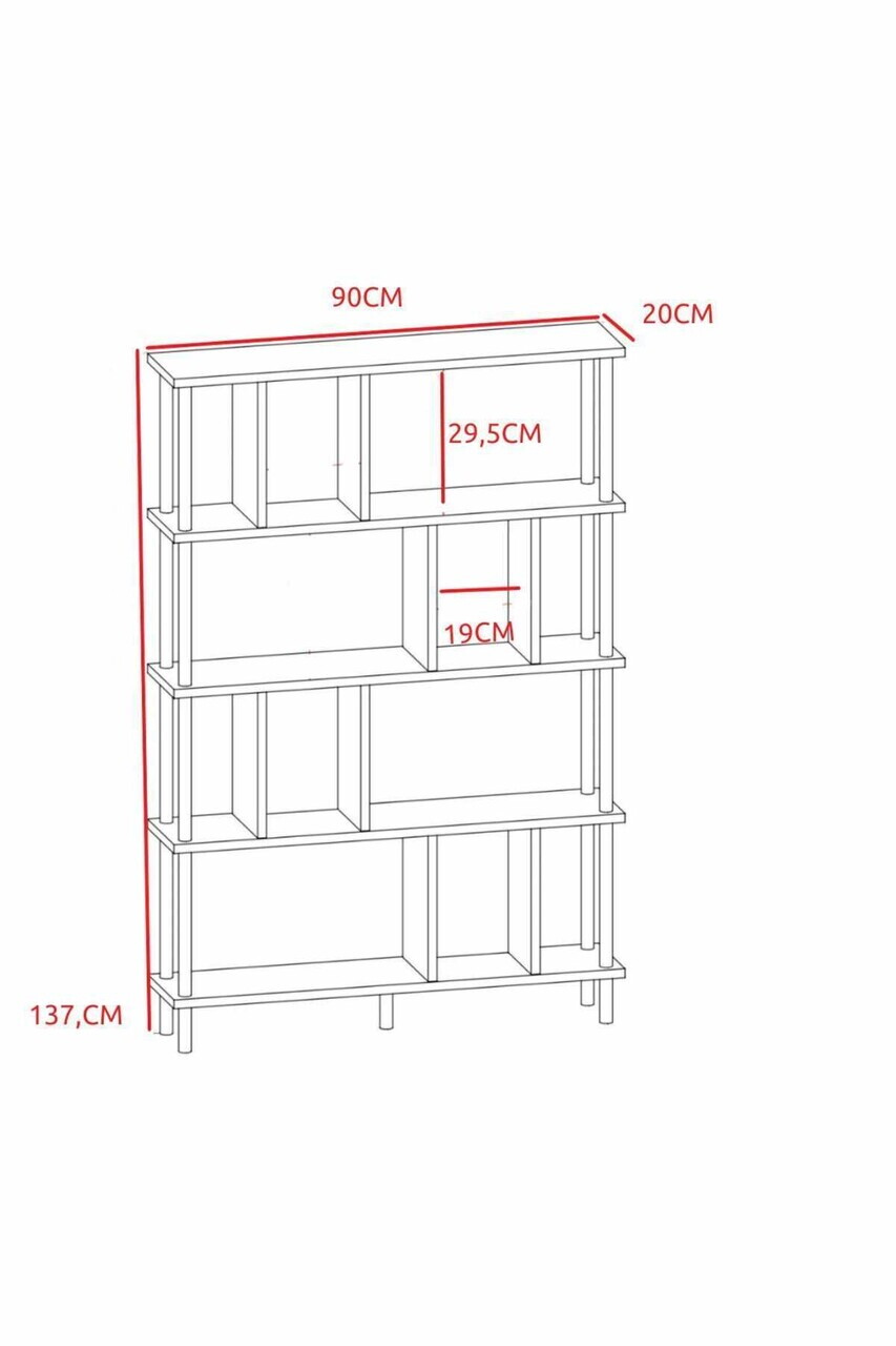 Corp biblioteca, Hanah Home, Peka-0045, 90x137x20 cm, PAL, Alb — imaginea 3