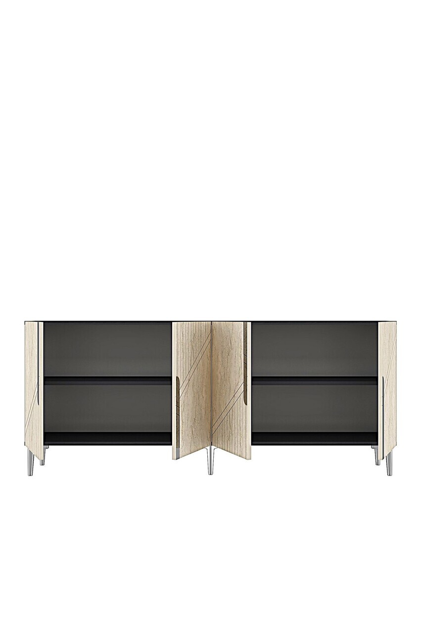 Consola, Hanah Home, Evva 150, 125x75x32 cm, Antracit / Travertin / Argint — imaginea 7