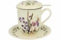 Cana cu infuzor si farfurie Field Flower, Duo, 350 ml, ceramica, multicolor