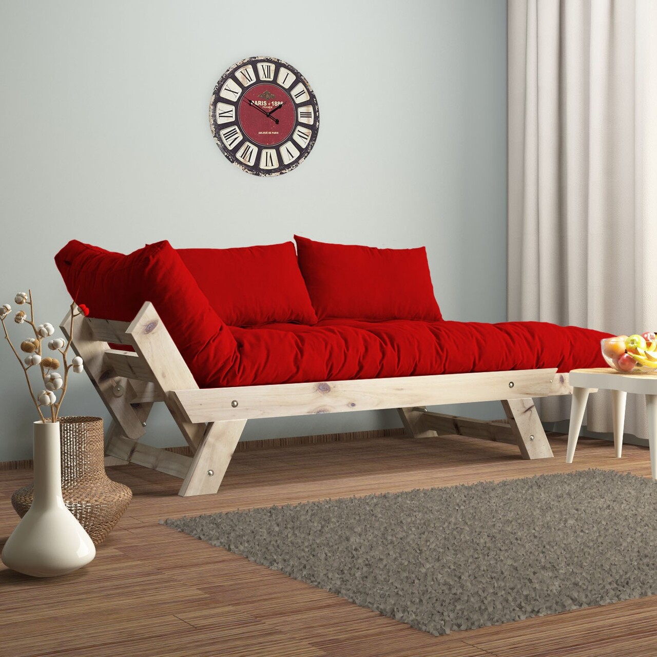 Canapea de gradina cu 2 locuri, Hanah Home, CPT8108-210, Natural/Roșu - view 2