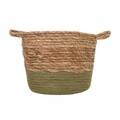 Cos pentru depozitare, Creaciones Meng, 16x19 cm, stuf/hartie impletita, natural/verde