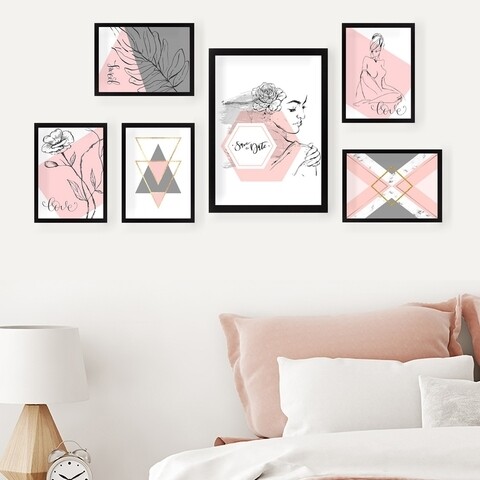 Set 6 tablouri decorative, SET_024, Lulu, 24×29 cm/24×44 cm, plastic 24x29
