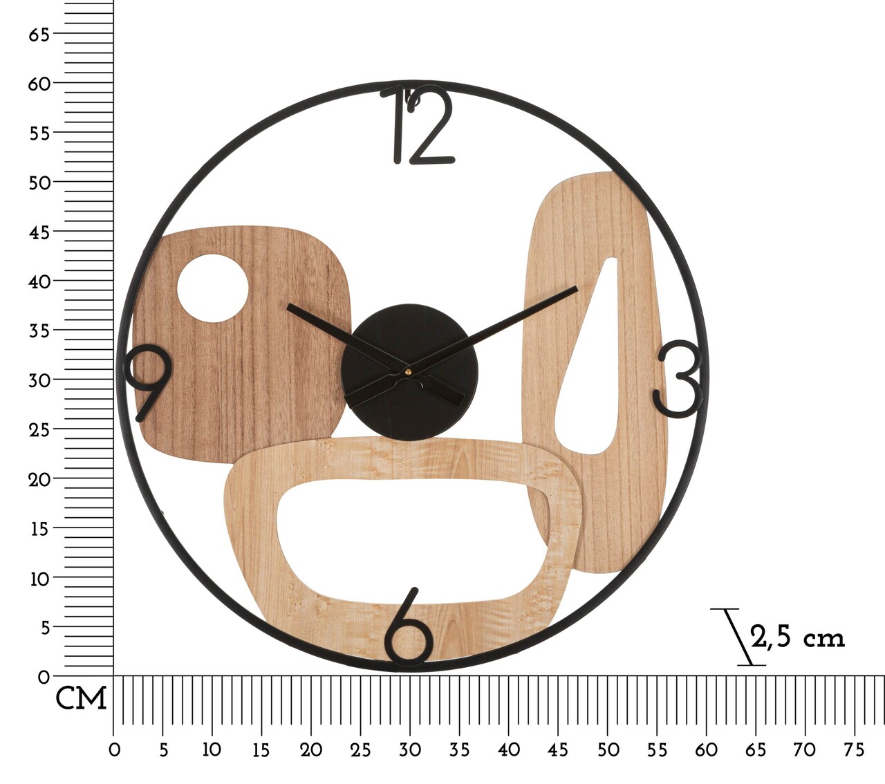 Ceas de perete Mot, Mauro Ferretti, 60 cm, fier/MDF, negru/maro - 2 | YEO