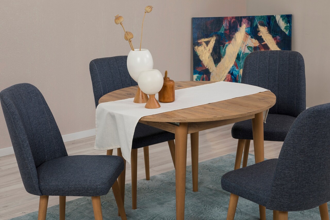 Set masa extensibila si scaune, Hanah Home, Vina 1048, Pin Atlantic / Albastru Marin - imagine 3