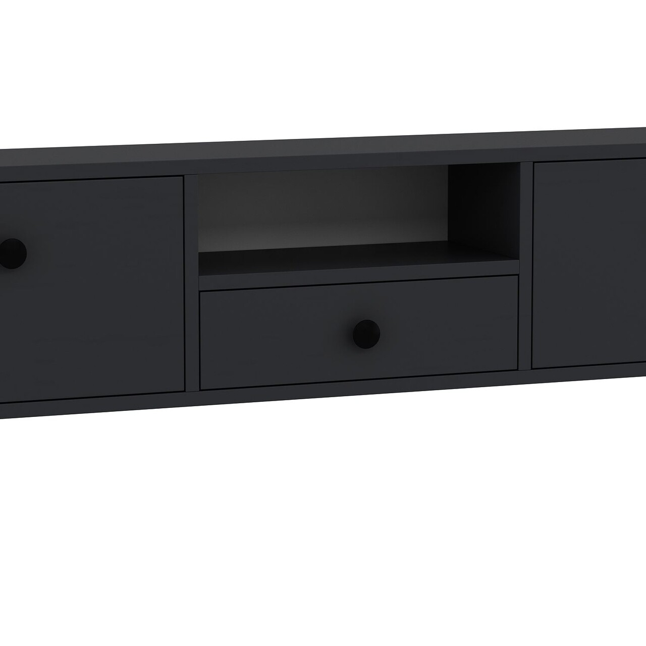 Comoda TV, Hanah Home, 1301-DROP-1, 140x30x30 cm, PAL , Antracit / Negru - view 6