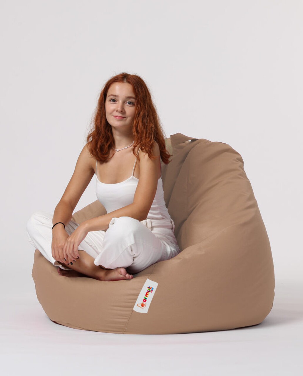 Fotoliu Puf, Bean Bag, Ferndale Premium XXL, 115 X 130 Cm, Poliester Impermeabil, Bej Nurca