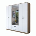 Dulap pentru haine, Rani, BA130, 210x210x51 cm, PAL, Nuc/Alb