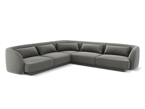 Coltar reversibil 5 locuri, Tulum, Cosmopolitan Design, 255x255x70 cm, catifea, gri deschis