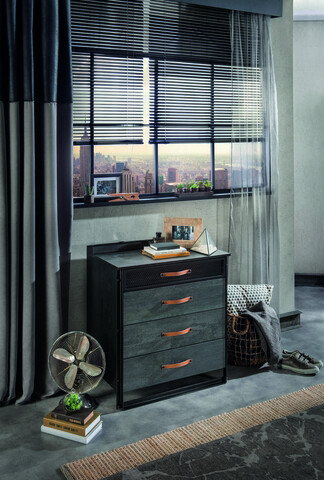 Dulap, Çilek, dark metal dresser, 78x87x48 cm, multicolor