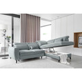Coltar extensibil dreapta 4 locuri ELTAP, RT-100SAV, Noble, 255x201x100 cm, lemn/poliester, albastru