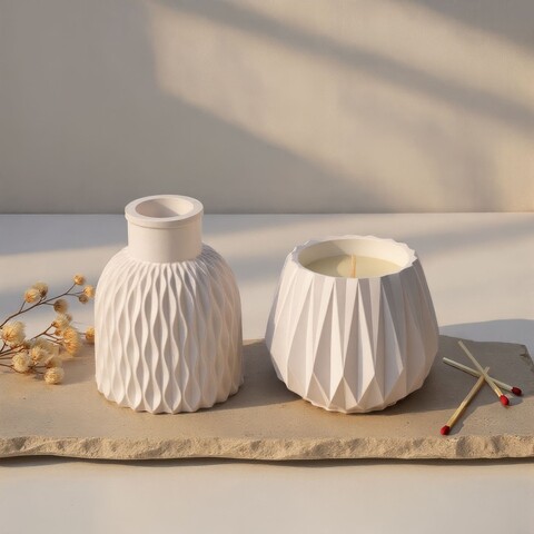 Set 2 lumanari, Premeda & Dalgeda, Alb