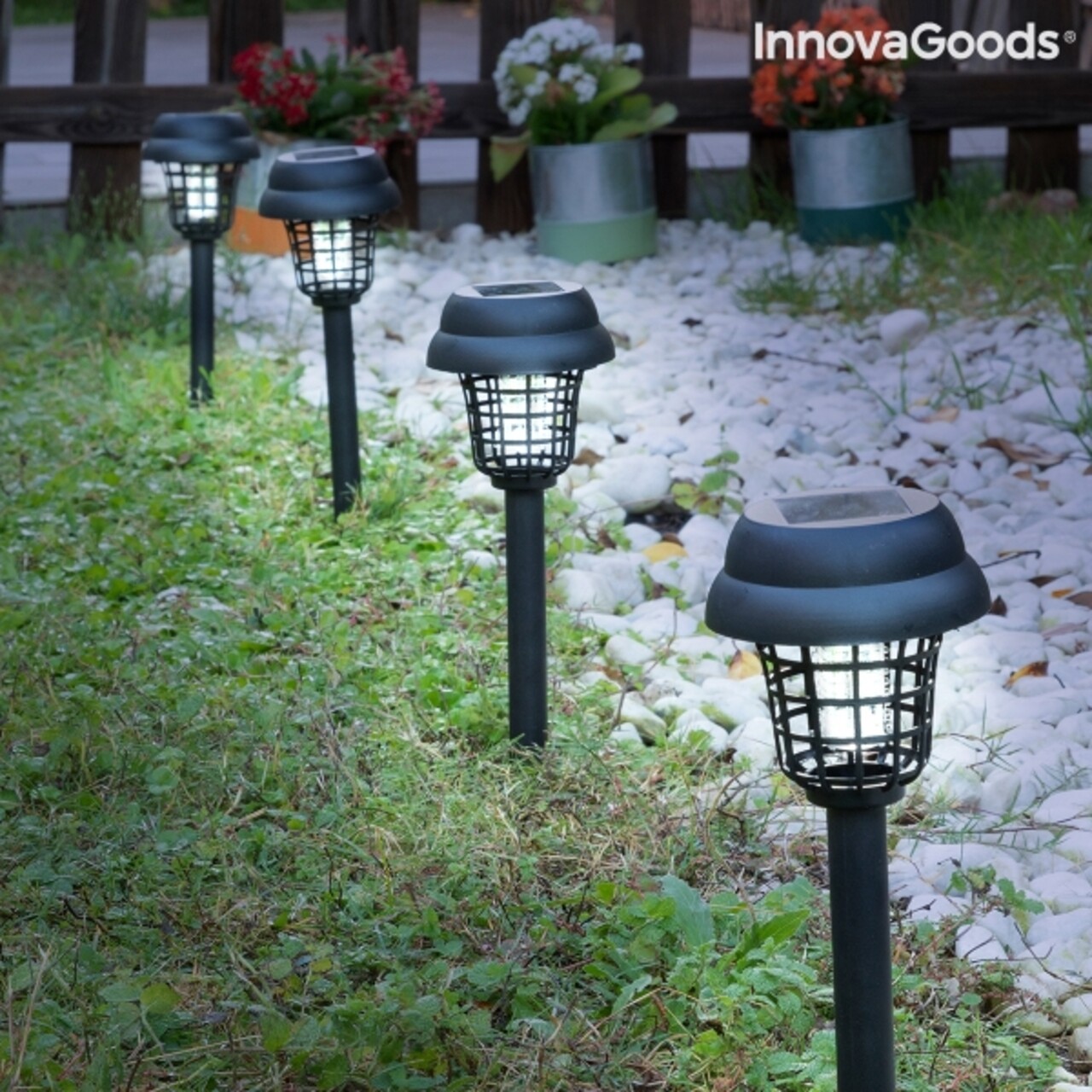 Lampa solara de gradina cu functie anti-tantarii 2 in 1, Garlam InnovaGoods, Ø9.5x34.5 cm - 1 | YEO