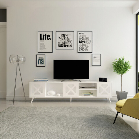 Comoda tv, avva home, sinef, 180x45.7x29.5 cm, alb