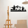 Decoratiune de perete, Mountain, metal, 70 x 30 cm, negru