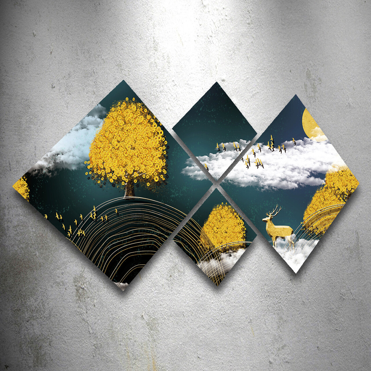 Set 4 tablouri decorative, 4MDF1730819368, MDF, Imprimat UV, Multicolor - 1 | YEO