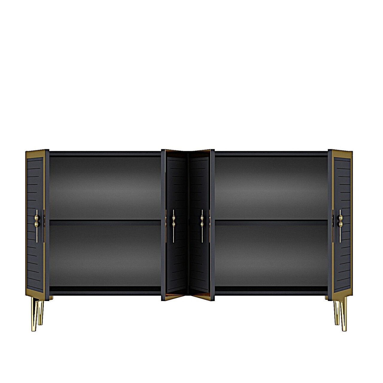Consola, Hanah Home, Tuna 120, 120x75x32 cm, Antracit / Aur - view 9