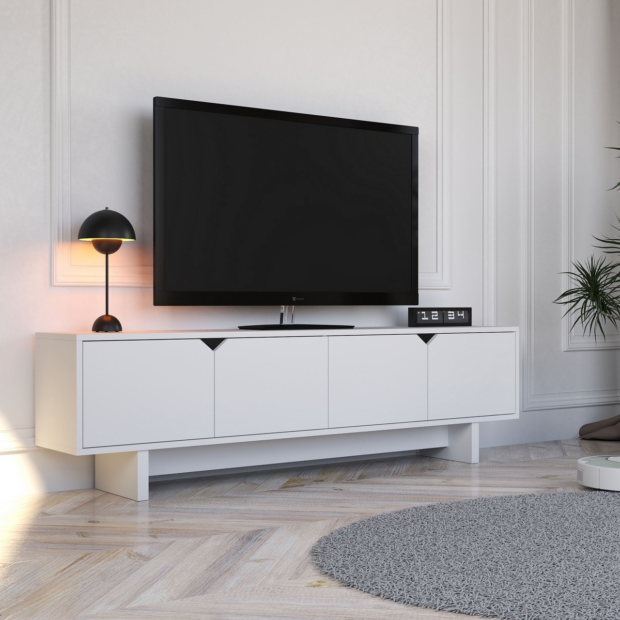 Comoda TV, Hanah Home, Doruk, 180x50x30 cm, Alb