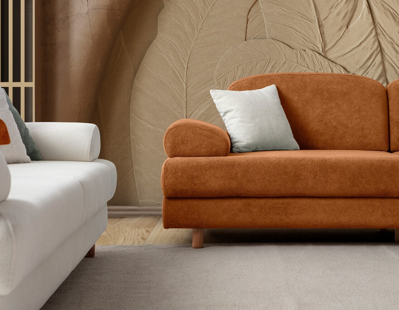 Canapea extensibila 3 locuri, Atelier del Sofa, 752EST1169, Portocaliu — imaginea 7