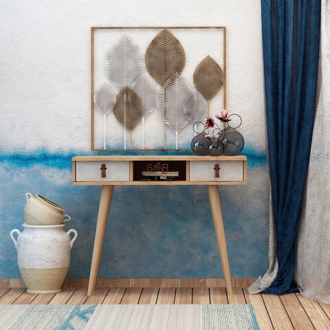 Bufet, mod design, lawen, 100x87.6x30 cm, stejar / alb