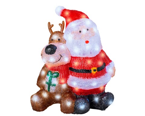 Decoratiune luminoasa Santa and Reindeer, Lumineo, 34x18x40 cm, acril, multicolor