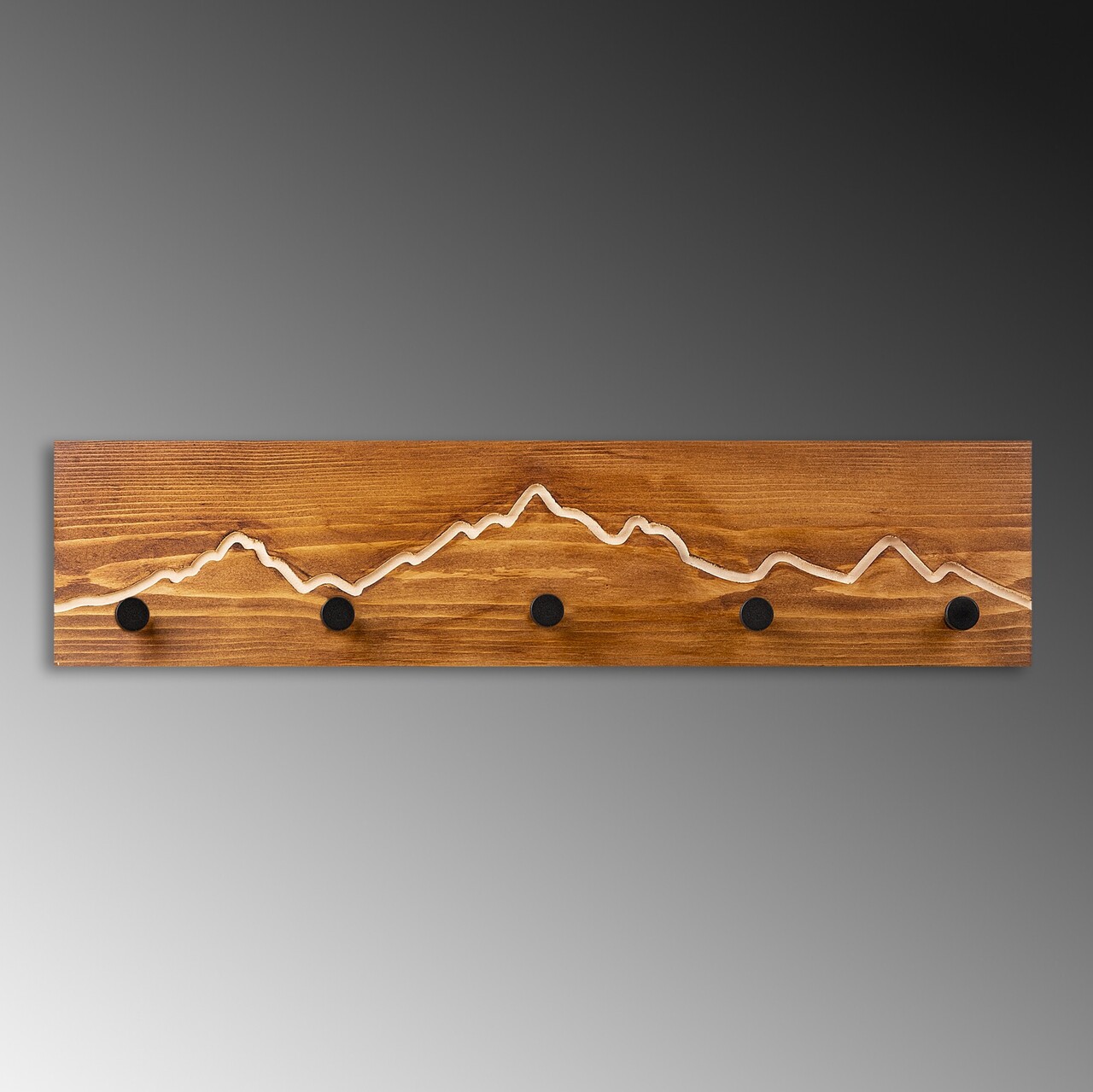 Cuier de perete din lemn, Mountain 2, Lățime: 60 cm Înălțime: 14 cm Adâncime: 5 cm, Nuc / Natural - view 5