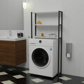 Dulap pentru masina de spalat Bothy, Pakoworld, 70x21x150 cm, PAL/metal, alb/negru