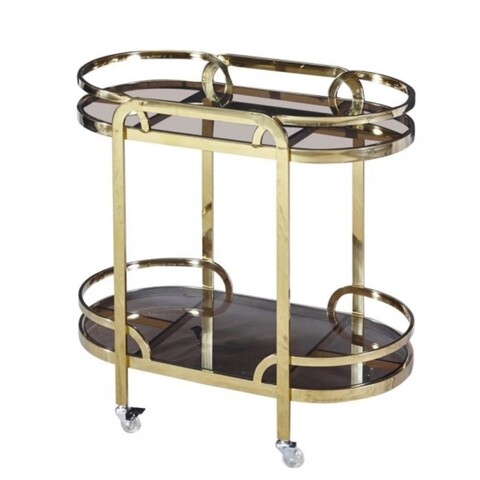 Carucior multifunctional, dkd home, 85 x 46.5 x 80.5 cm, otel/sticla, auriu