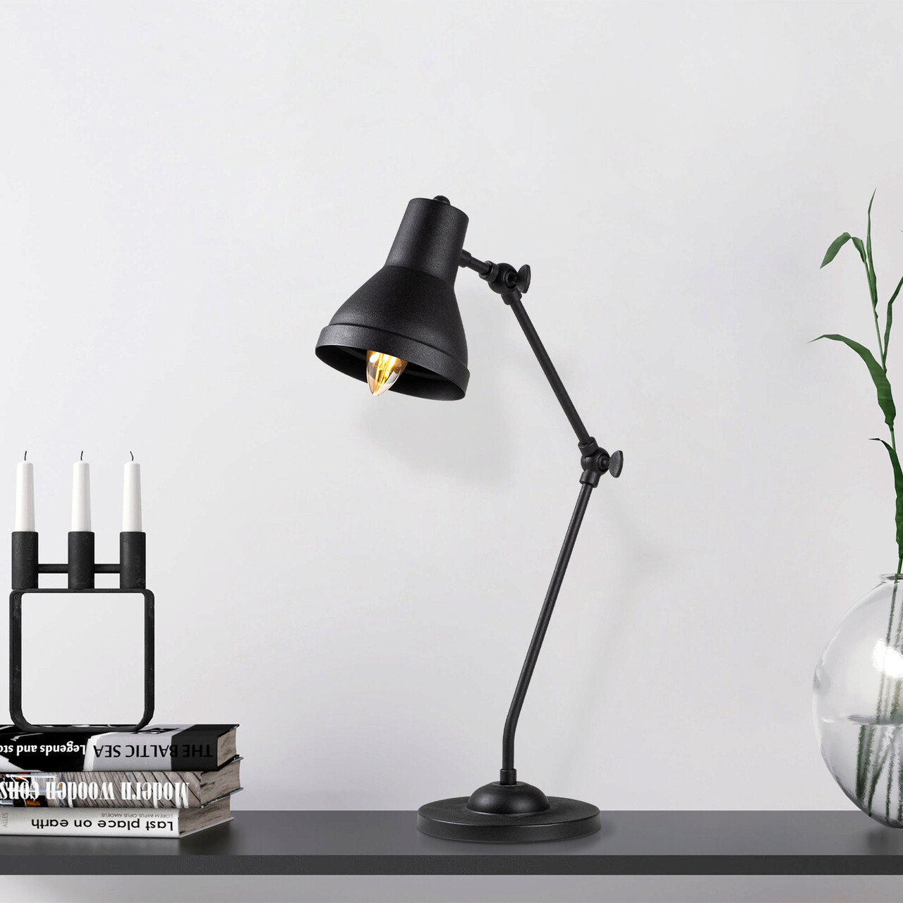 Lampa de masa, Fulgor, 942FLG1807, Metal, Negru