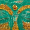Decoratiune, Buddha, Creaciones Meng, 40x10x30 cm, lemn de arbore de matase