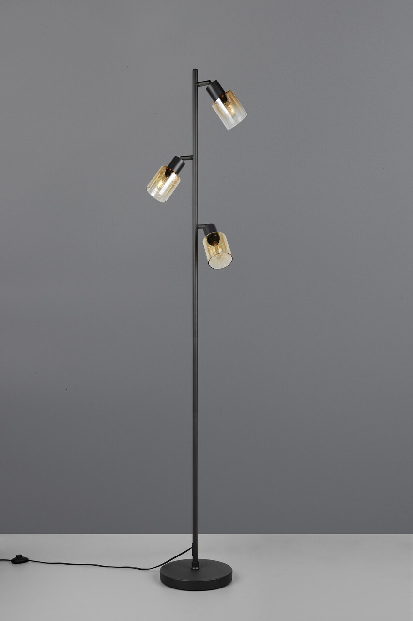 Lampadar Cadiz, RL, 23x154 cm, 10W, 3x E14, metal, negru mat/transparent - 2 | YEO