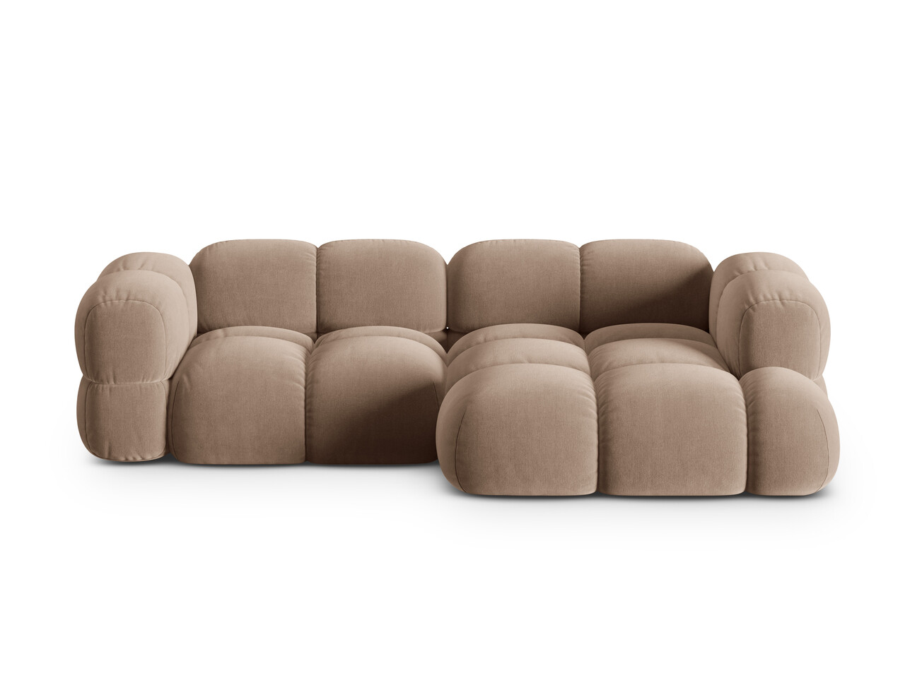 Coltar dreapta 3 locuri Loretto Cosmopolitan Design 250x147x68 cm catifea bej inchis