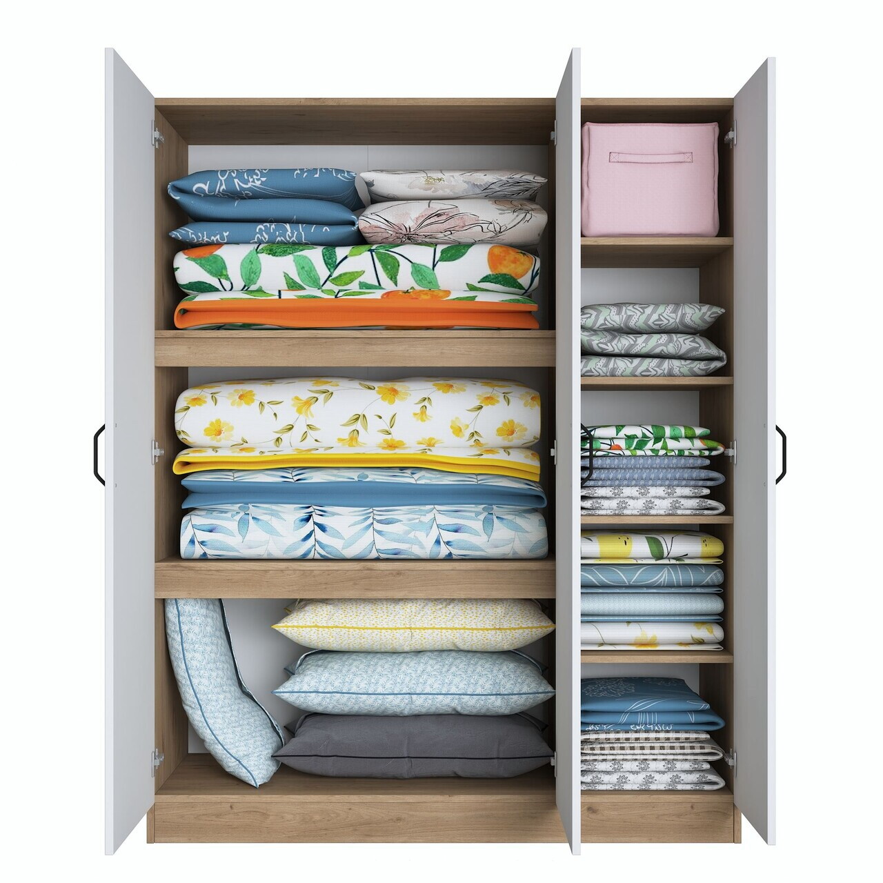 Dulap pentru haine, Hanah Home, BA105, 145x181.9x55 cm, PAL melaminat, Nuc/Alb - view 10