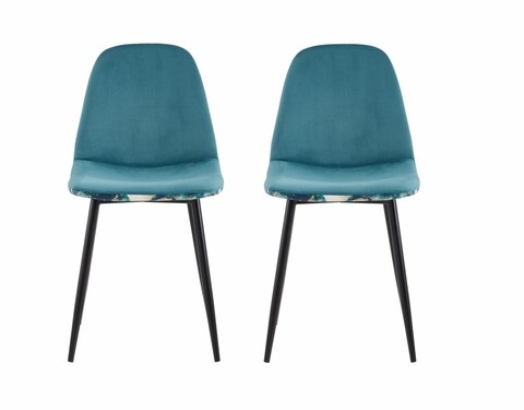 Set 2 scaune Jaquard, Heinner, 48x46x87 cm, metal/catifea, albastru 48x46x87