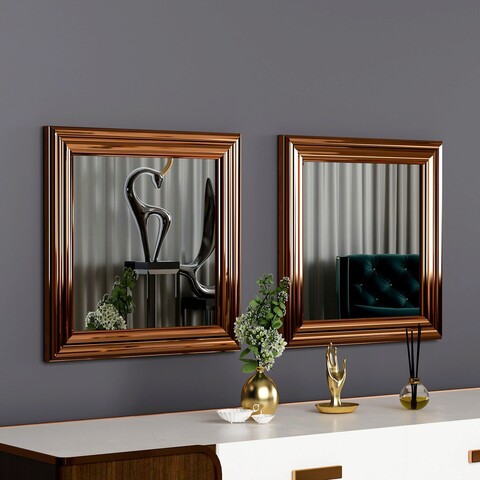 Set 2 oglinzi decorative, siam, bale, mdf , bronz