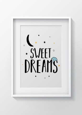 Tablou decorativ sweet dreams, oyo kids, 29x24 cm, lemn/mdf, multicolor