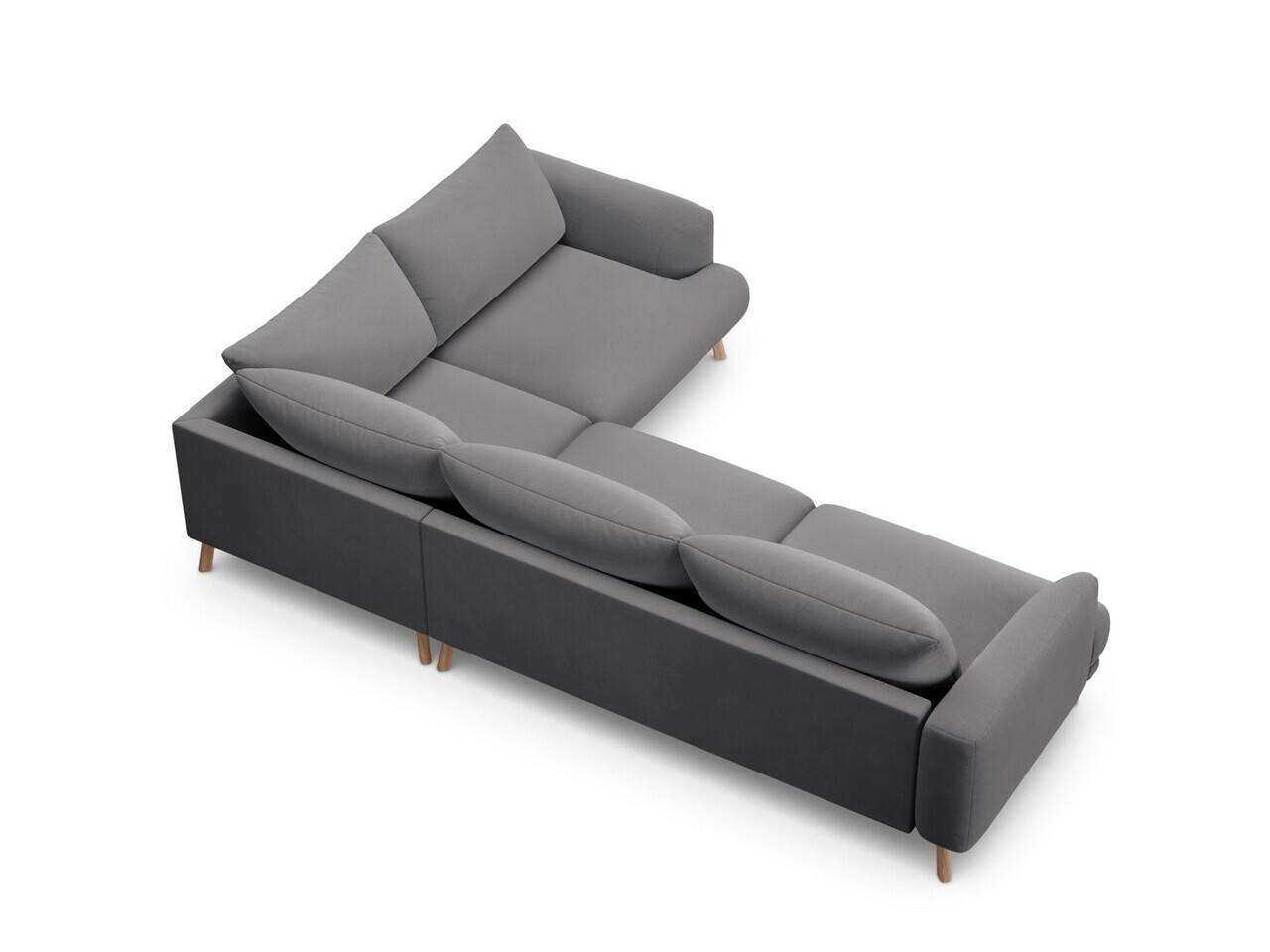 Coltar dreapta 4 locuri, Naomi, Micadoni Home, 280x195x75 cm, catifea, gri — imaginea 3
