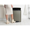 Cos de gunoi cu pedala, Brabantia, Bo Pedal Platinum, 2x30 L, 36.3x54.1x65.2 cm, otel, gri inchis