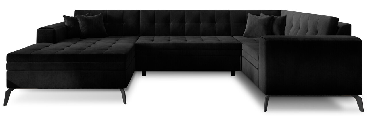 Coltar extensibil stanga 5 locuri ELTAP, MON-LT-10LU, Montez, 340x180x93 cm, lemn/poliester, negru - view 3